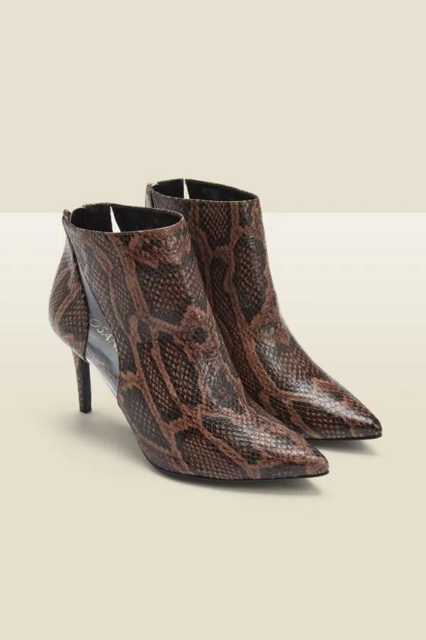 Sosandar Boots Women Amber Brown Nubuck Leather Perspex Flash Ankle Boot Brown