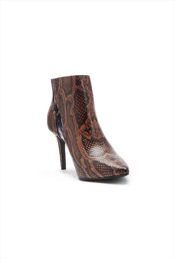 Sosandar Boots Women Amber Brown Nubuck Leather Perspex Flash Ankle Boot Brown