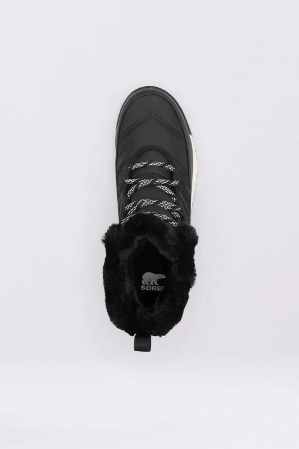 Sosandar Boots Women Sorel Black Fleece Lined Lace Up Hiker Boot Black