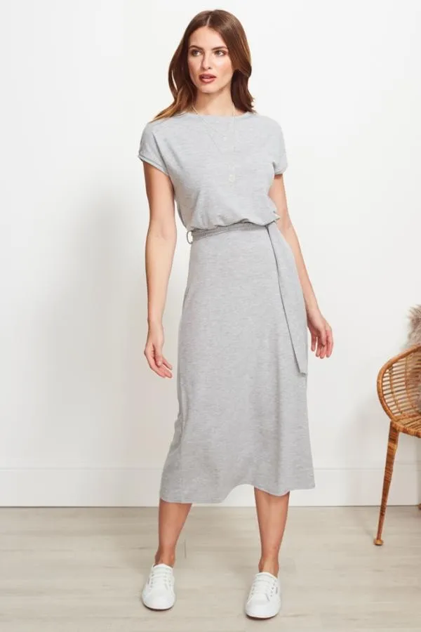 Sosandar Dresses Women Grey Super Soft Premium Jersey Midi Dress Grey