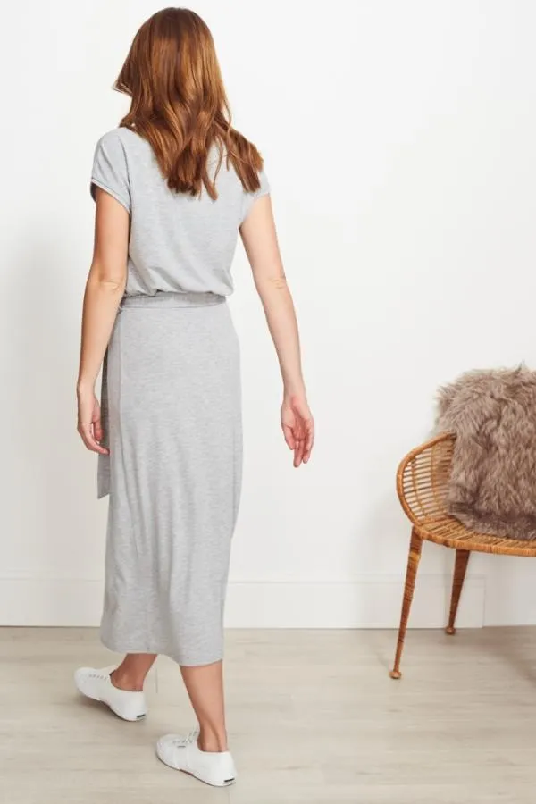 Sosandar Dresses Women Grey Super Soft Premium Jersey Midi Dress Grey