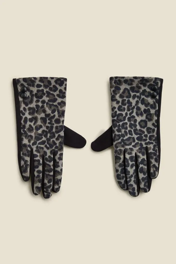 Sosandar Hats Scarves and Gloves Women Oslo Leopard Print Gloves