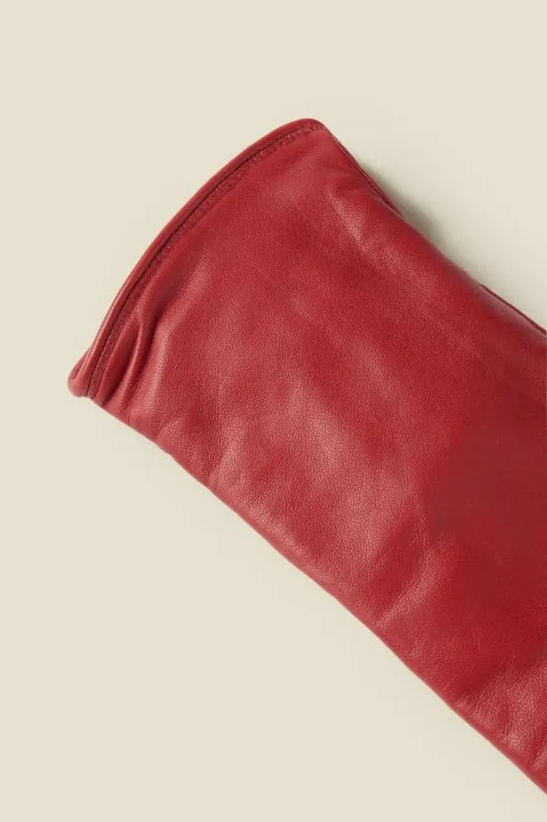 Sosandar Hats Scarves and Gloves Women Red Luxe Leather Gloves Red