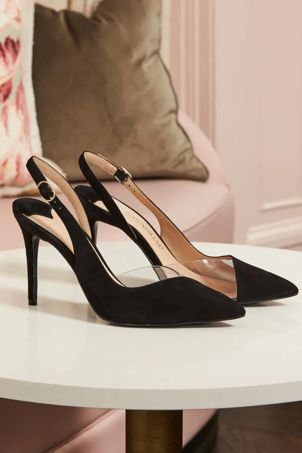Sosandar Heels Women Carmen Black Perspex Slingback Court Shoe Black