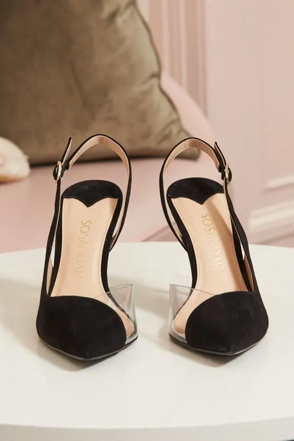 Sosandar Heels Women Carmen Black Perspex Slingback Court Shoe Black