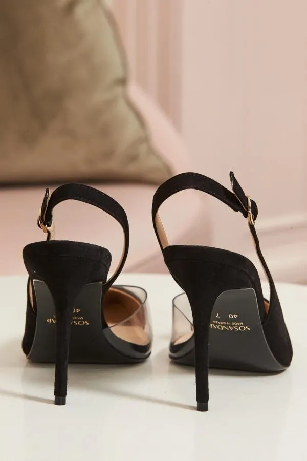 Sosandar Heels Women Carmen Black Perspex Slingback Court Shoe Black