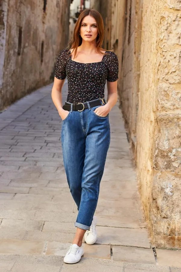 Sosandar Jeans and Jeggings Women Blue Denim Girlfriend Jeans Blue