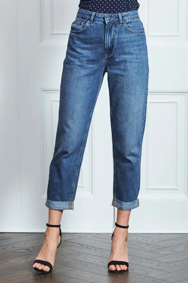 Sosandar Jeans and Jeggings Women Blue Denim Girlfriend Jeans Blue