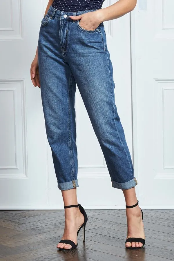 Sosandar Jeans and Jeggings Women Blue Denim Girlfriend Jeans Blue
