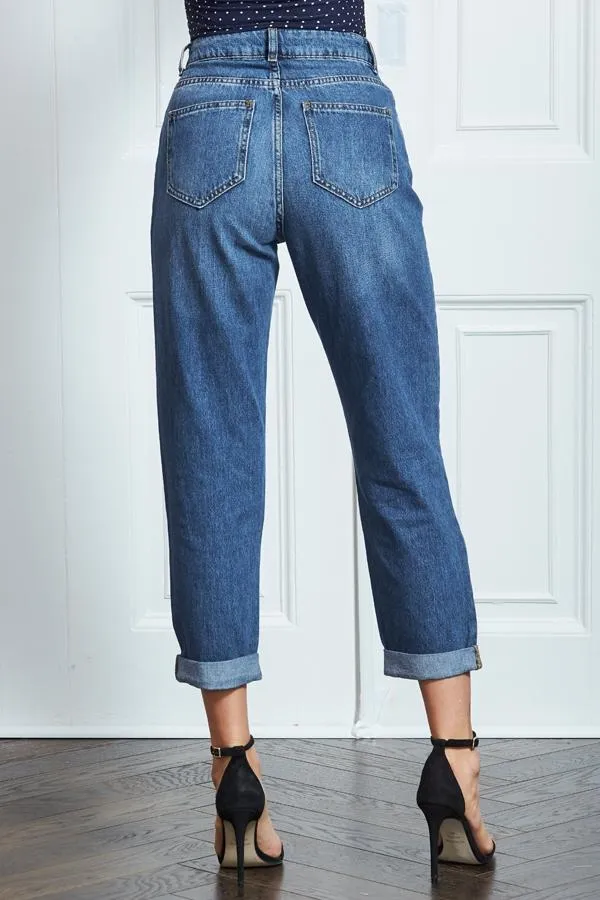 Sosandar Jeans and Jeggings Women Blue Denim Girlfriend Jeans Blue