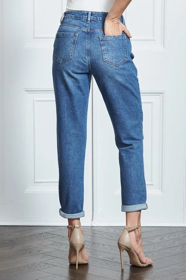 Sosandar Jeans and Jeggings Women Blue Slim Leg Mom Jeans Blue