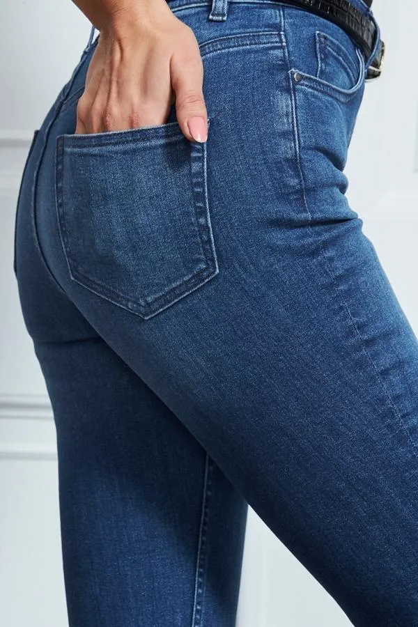 Sosandar Jeans and Jeggings Women Mid Blue Cropped Skinny Jeans Mid Blue