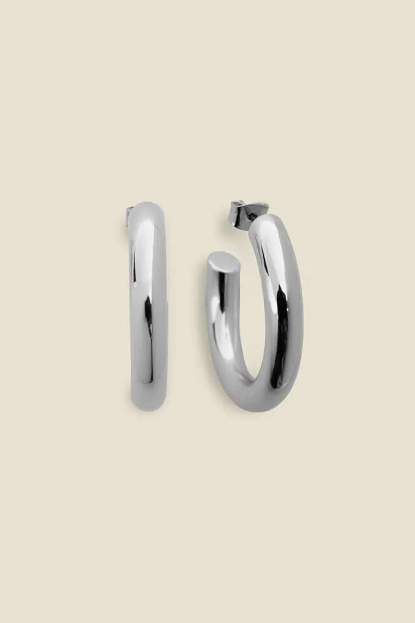 Sosandar Jewellery Women Silver Plated Chunky Hoop Earrings Silver