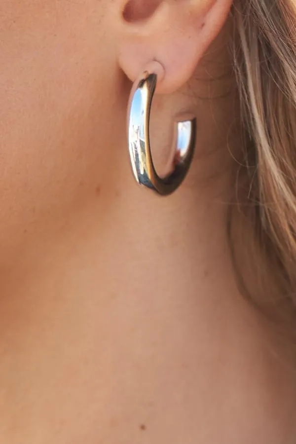 Sosandar Jewellery Women Silver Plated Chunky Hoop Earrings Silver