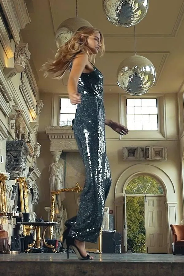 Sosandar Jumpsuits and Playsuits Women Pewter Metallic Wrap Front Stretch Waist Jumpsuit