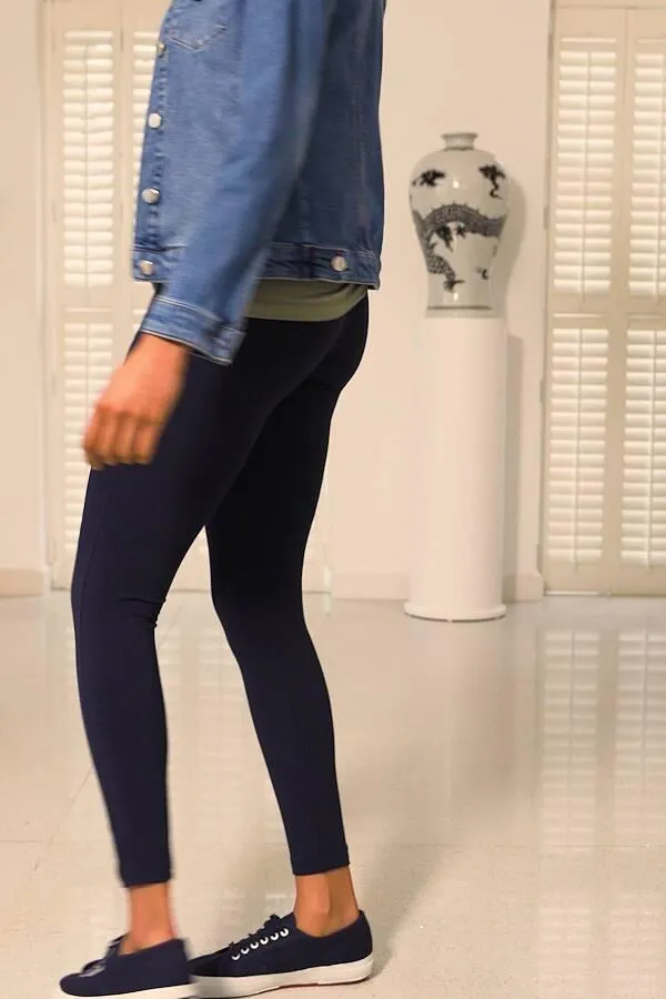 Sosandar Leisurewear Women Navy Blue Super Stretch High Waisted Leggings Navy Blue