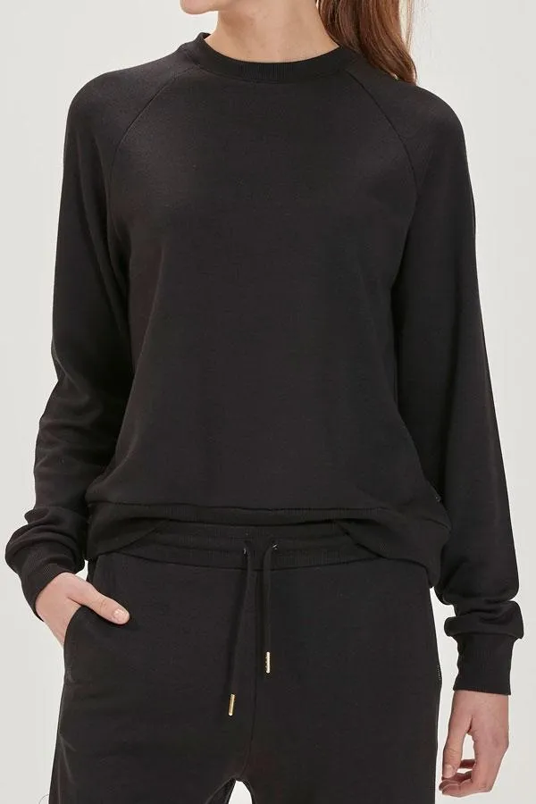 Sosandar Loungewear Women Black Round Neck ChillOut Sweatshirt Black