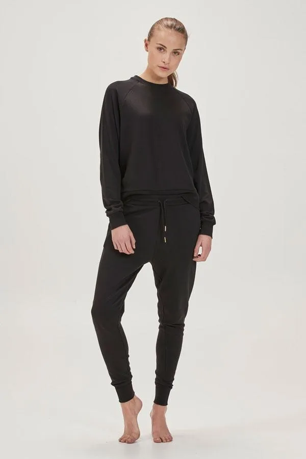 Sosandar Loungewear Women Black Round Neck ChillOut Sweatshirt Black