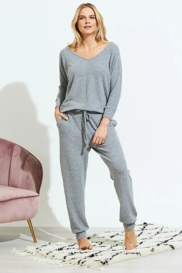 Sosandar Loungewear Women Grey Super Soft Long Sleeve Loungewear Top Grey
