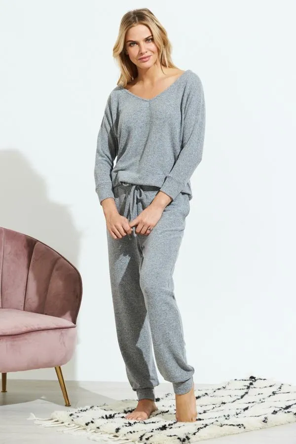 Sosandar Loungewear Women Grey Super Soft Long Sleeve Loungewear Top Grey