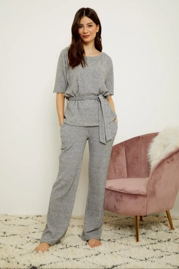Sosandar Loungewear Women Grey Super Soft Short Sleeve Loungewear Top Grey
