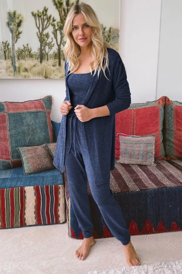 Sosandar Loungewear Women Indigo Super Soft Loungewear Cardigan Indigo