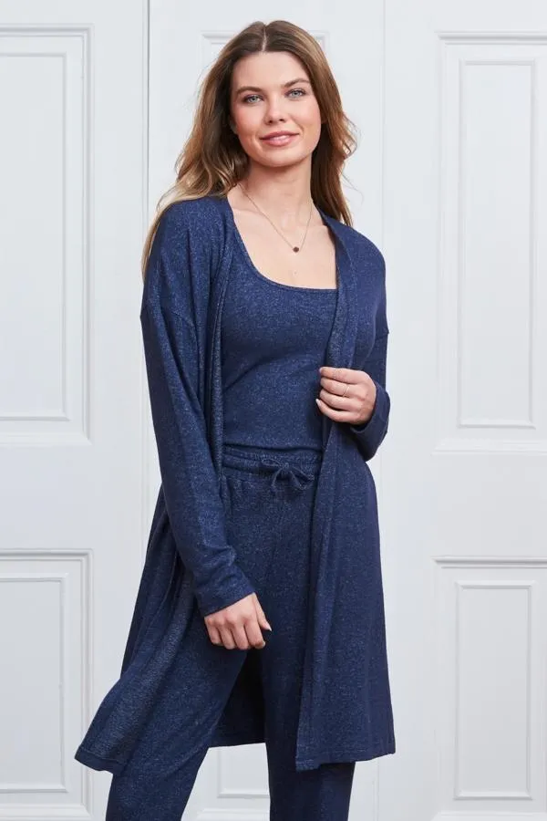 Sosandar Loungewear Women Indigo Super Soft Loungewear Cardigan Indigo