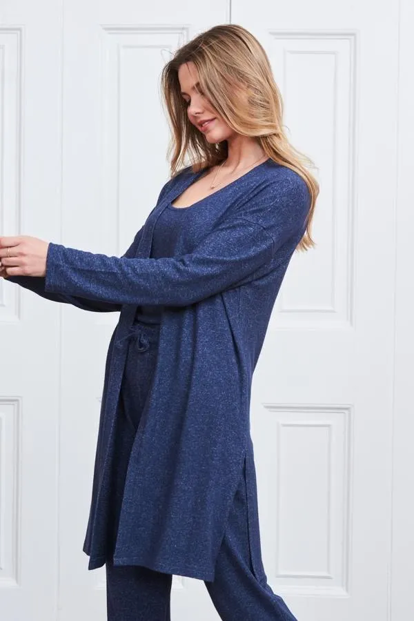 Sosandar Loungewear Women Indigo Super Soft Loungewear Cardigan Indigo