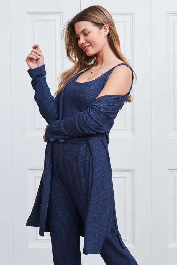 Sosandar Loungewear Women Indigo Super Soft Loungewear Cardigan Indigo
