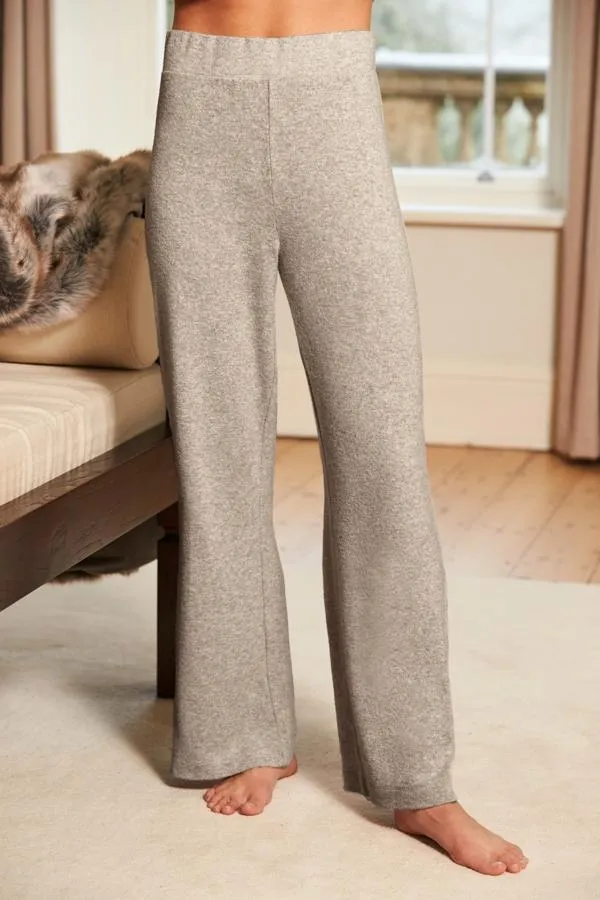 Sosandar Loungewear Women Oatmeal Marl Wide Leg Loungewear Trousers