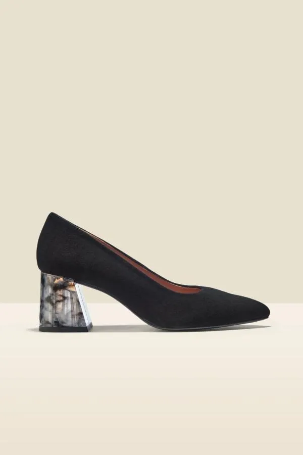 Sosandar Mid Heels Women Georgie Black Suede Perspex Heel Court Shoe Black