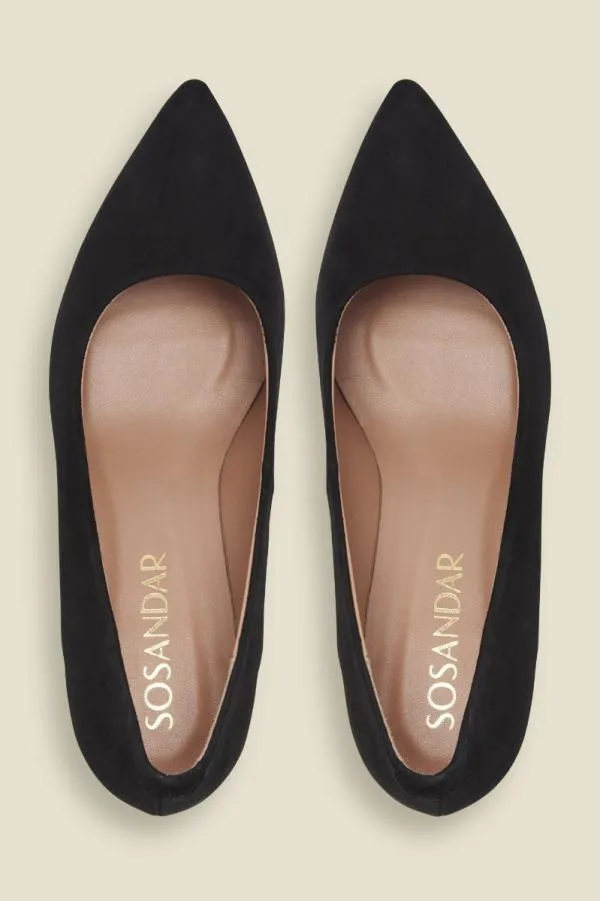 Sosandar Mid Heels Women Georgie Black Suede Perspex Heel Court Shoe Black