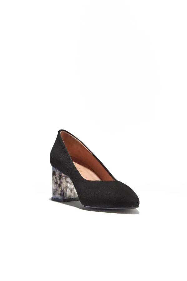 Sosandar Mid Heels Women Georgie Black Suede Perspex Heel Court Shoe Black