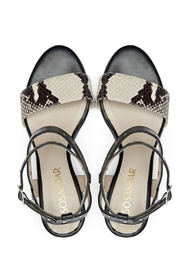 Sosandar Sandals and Flip Flops Women Snake Studded Block Heel Sandal
