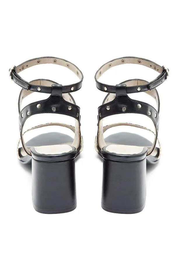 Sosandar Sandals and Flip Flops Women Snake Studded Block Heel Sandal