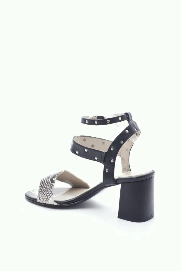 Sosandar Sandals and Flip Flops Women Snake Studded Block Heel Sandal