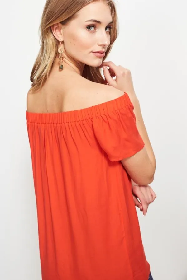 Sosandar Tops Women California Sunset Longline Bardot Top