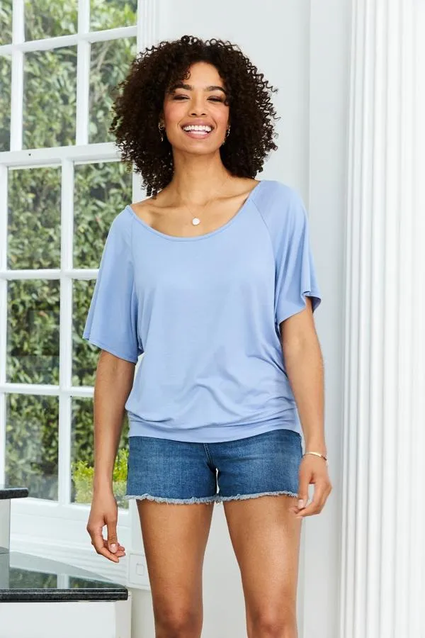 Sosandar Tops Women Powder Blue Relaxed Fit Jersey T Shirt Powder Blue