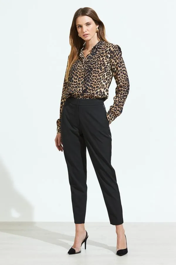 Sosandar Trousers and Leggings Women Black Satin Leg Detail Tuxedo Trousers Black