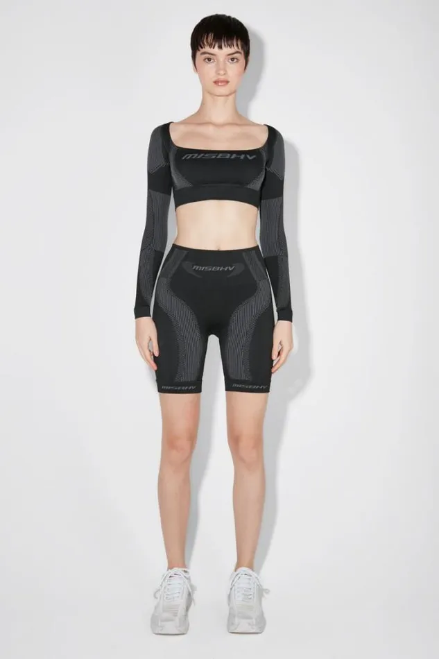 Sport Longsleeve Cropped Square Shaped Muted Black Women MISBHV Tops
