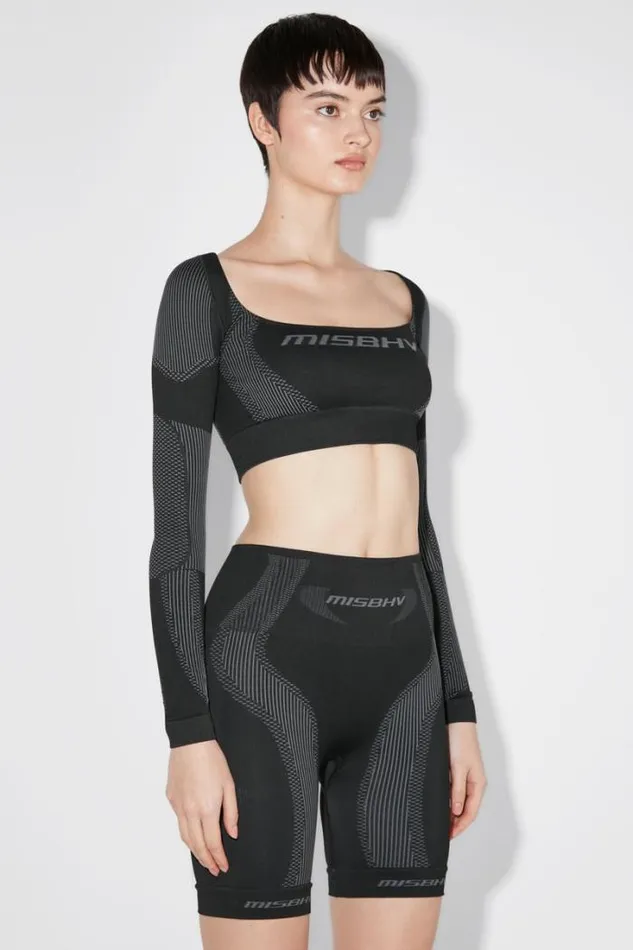 Sport Longsleeve Cropped Square Shaped Muted Black Women MISBHV Tops