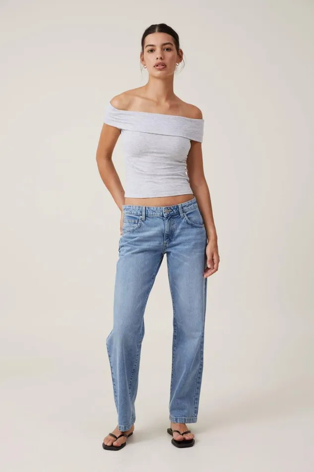 Staple Rib Off The Shoulder Short Sleeve Top Grey Marle Women Cotton On Tops Staple Rib Off The Shoulder Short Sleeve Top Grey Marle Women Cotton On Tops