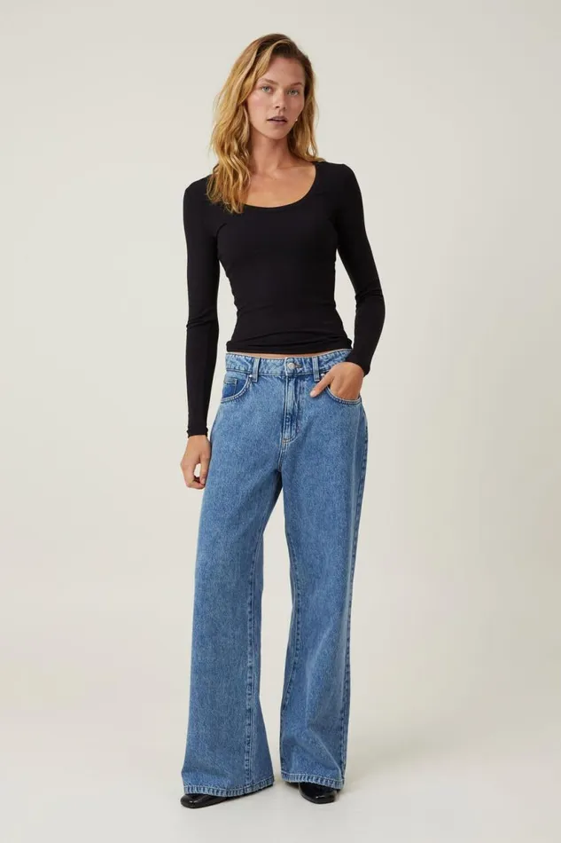 Staple Rib Scoop Neck Long Sleeve Top Black Ii Women Cotton On Tops Staple Rib Scoop Neck Long Sleeve Top Black Ii Women Cotton On Tops