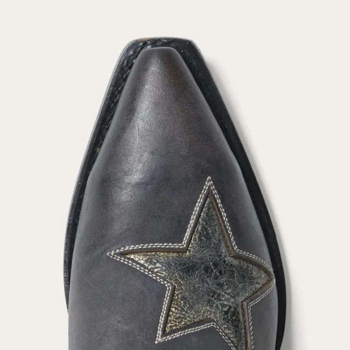 Star Distressed Black Cowboy Boot Black Women Stetson Western
