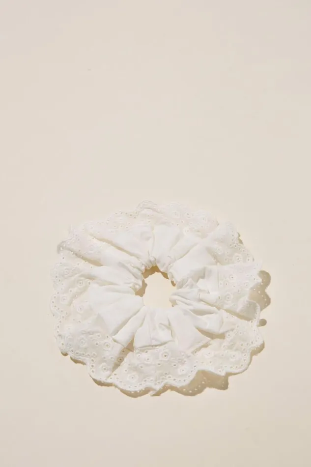 Stella Scrunchie White Lace Edge Women Cotton On Hair Accessories