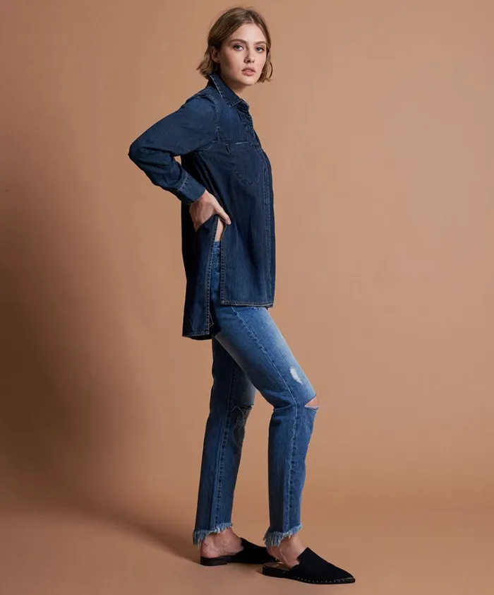 STONE COLD DENIM SHIRT Women One Teaspoon Denim Tops STONE COLD DENIM SHIRT Women One Teaspoon Denim Tops