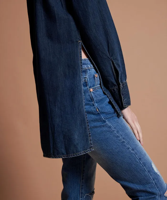 STONE COLD DENIM SHIRT Women One Teaspoon Denim Tops STONE COLD DENIM SHIRT Women One Teaspoon Denim Tops