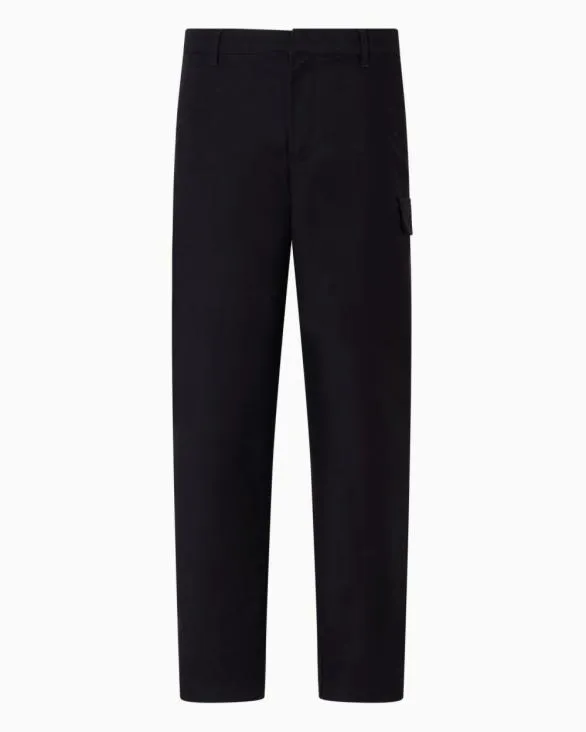Stretch Cotton Cargo Pants Black Men Armani Trousers And Shorts