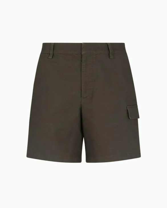 Stretch Cotton Thistle Bermuda Shorts Green Men Armani Trousers And Shorts