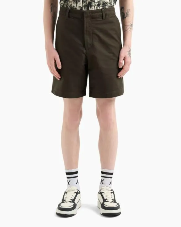 Stretch Cotton Thistle Bermuda Shorts Green Men Armani Trousers And Shorts Stretch Cotton Thistle Bermuda Shorts Green Men Armani Trousers And Shorts
